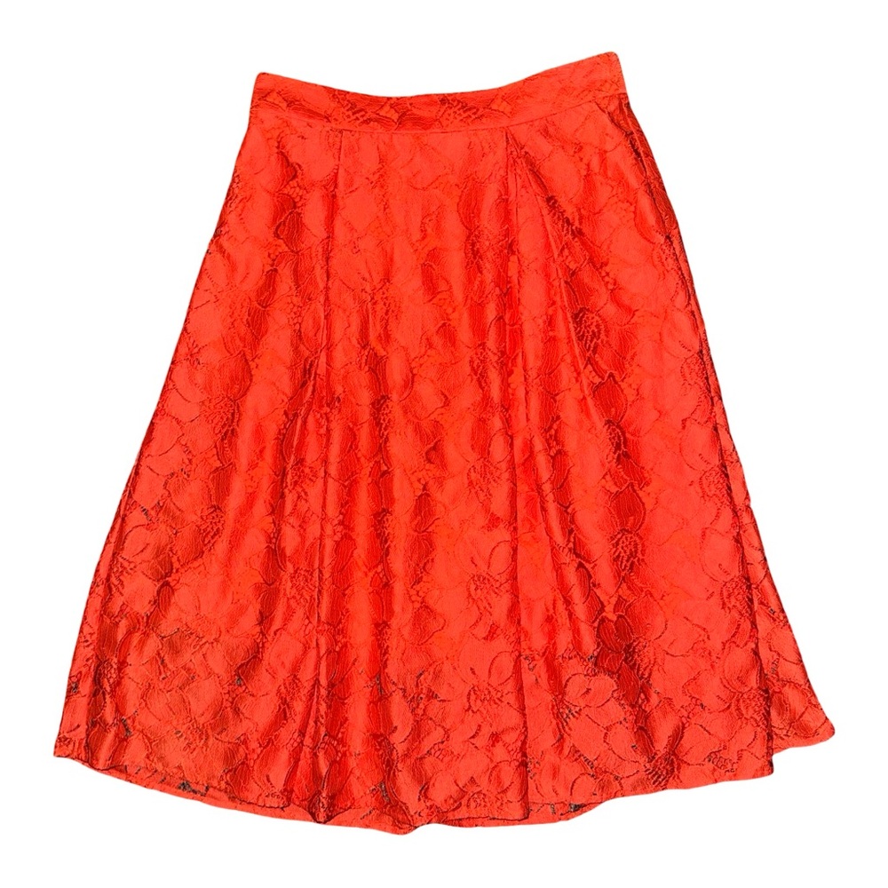 Cremieux Elegant Orange Red Lace Skirt